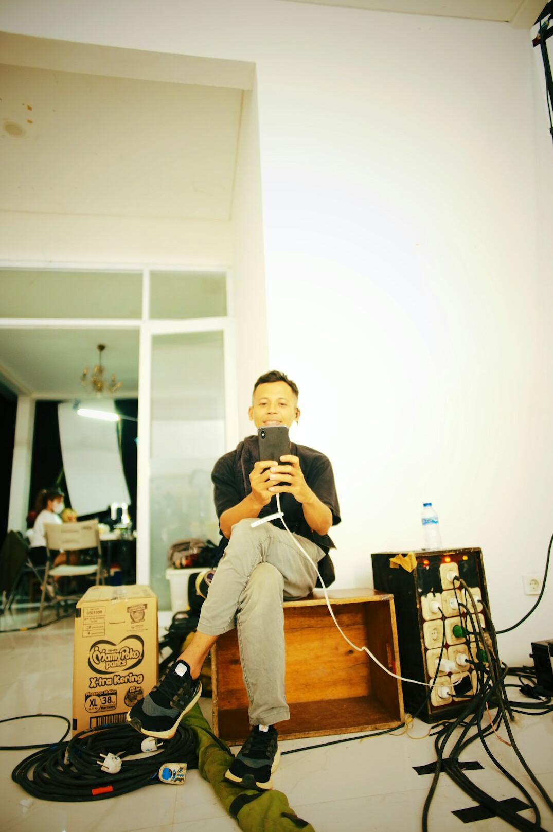 Trainee director calling a live studio shoot